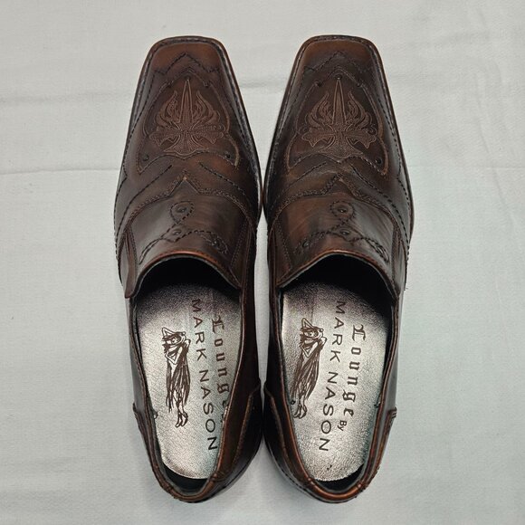Lounge By Mark Nason U Rock Brown Studded Cross Dagger Loafer Men's Size 10 - Picture 5 of 11